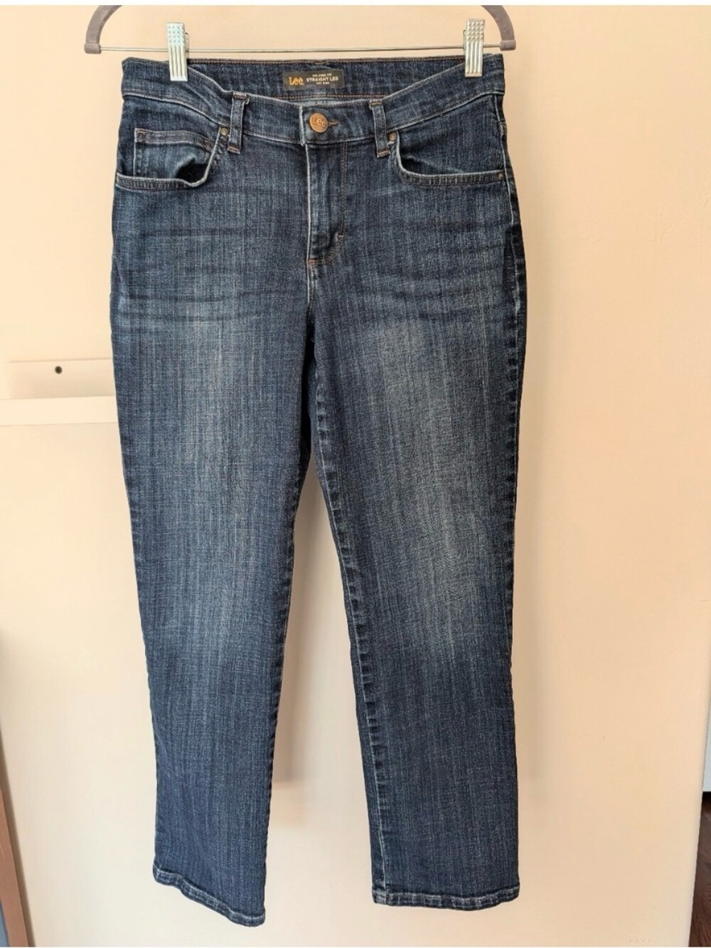 Lee Straight Leg Relaxed Fit Midrise Womens Blue Classic Denim Jeans Sz 6 EUC